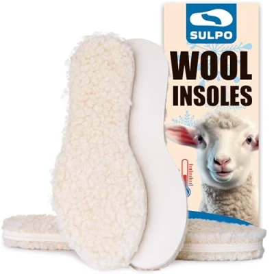 Afbeelding van SULPO inlegzolen voor de winter, schapenwol, natuurlijke onderkant, latex, schuimrubber, warm, robuust, uitstekende schokdemping, thermische herfst en maat 36 46, 2 paar