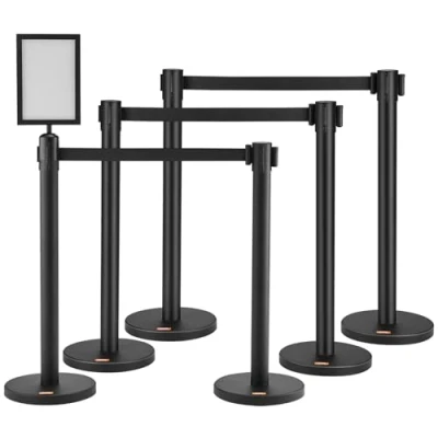 Image de VEVOR Poteau de Guidage 6PCs 93 cm Barrière Balisage pour Contrôle Foules avec 4 Rubans Rétractables 200 Délimitation Séparation File d&#039;Attente en Public École Théâtre Hôtel Exposition