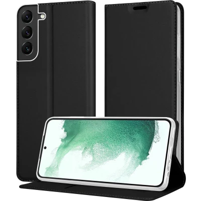 Afbeelding van Cadorabo Hoesje geschikt voor Samsung Galaxy S22 PLUS in CLASSY ZWART Beschermhoes met magnetische sluiting, standfunctie en kaartvakje Book Case Cover Etui