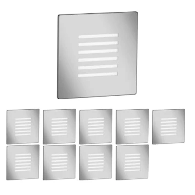 Afbeelding van FEX led trapverlichting voor binnen en buiten, rooster, hoekig, roestvrij staal, 85 x mm, warm wit, 10 stuks