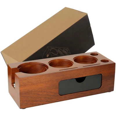Afbeelding van Mucek houten tamperstation 51 tot 58 mm voor koffie tamperstation, filterhouder, koffietamperstation, barista accessoires, met siliconen kussen, hoogte