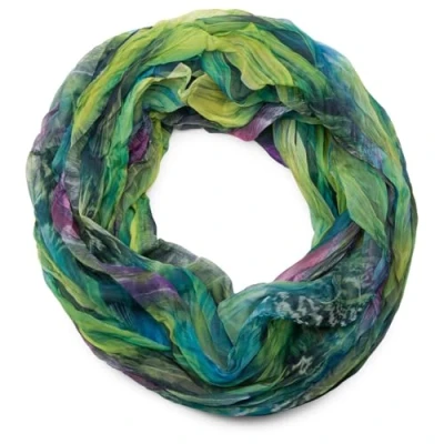 Afbeelding van styleBREAKER Batik sjaal met veerpatroon, gerimpeld effect, zijdeachtig en licht, 01016064, Meerkleurig