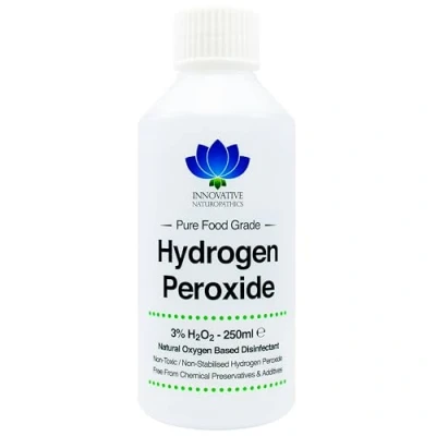 Afbeelding van Waterstofperoxide in levensmiddelenkwaliteit, zuiverste graad 3%, 250 ml, niet gestabiliseerd en zonder additieven, 10 vluchten