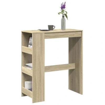 Image de vidaXL Table de bar avec étagères chêne sonoma bois d&#039;ingénierie854375