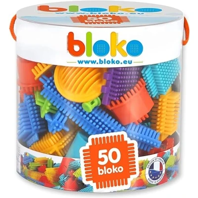 Image de BLOKO Tube de 50 Mon Premier Jeu Blocs Construction Dès 12 Mois Facile à Manipuler Jouet Enfant 1 an et Plus Fabriqué en Europe 503502