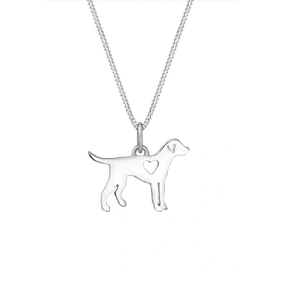 Afbeelding van Elli DOG HERZ Tierfreund Cutout Ketting, Dames, Maat: 45, Silber