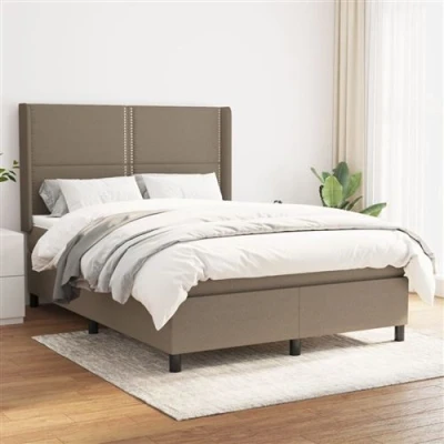 Afbeelding van vidaXL Boxspring met matras stof taupe 140x190 cm