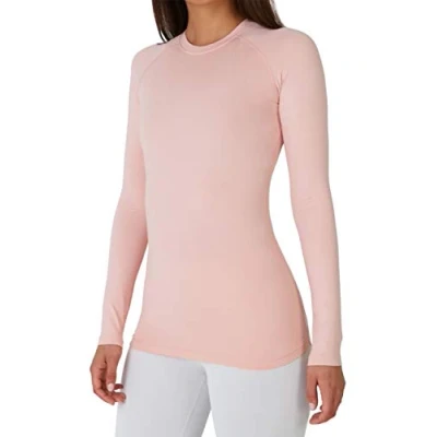Afbeelding van TCA SuperThermal Sporttop, voor dames, basislaag, T shirt met lange mouwen, sportieve prestaties als hardlopen of krachttraining, Lichtroze