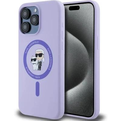 Afbeelding van Karl Lagerfeld iPhone 15 Backcover hoesje Magsafe KC head Ring Paars