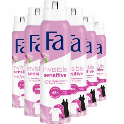 Afbeelding van 6x Fa Deodorant Spray Invisible Sensitive 150 ml