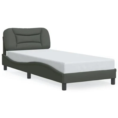 Image de vidaXL Cadre de lit avec lumières LED gris foncé 80x200 cm tissu