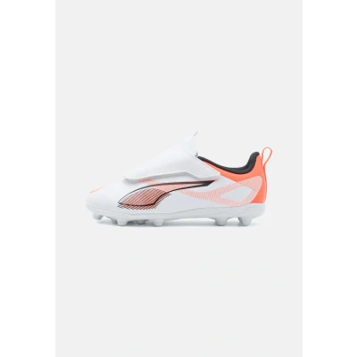 Afbeelding van Puma Ultra 5 PLAY FG/AG JR Unisex Voetbalschoenen met Kunststof noppen voor kinderen, Maat: 36, White/black/glowing red