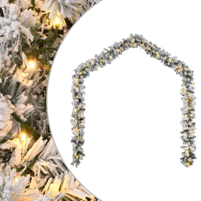 Afbeelding van Kerstslinger met LED verlichting 10 m PVC groen