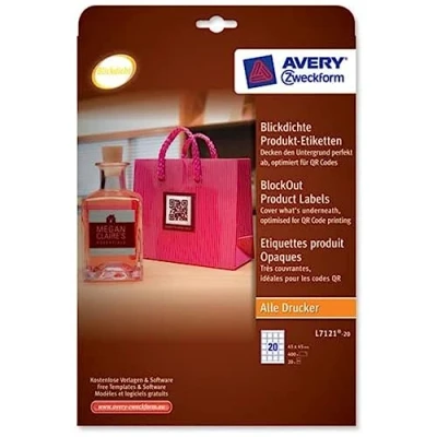 Afbeelding van Avery printbare QR etiketten ft 45 x mm (b h), 400 stuks etiket