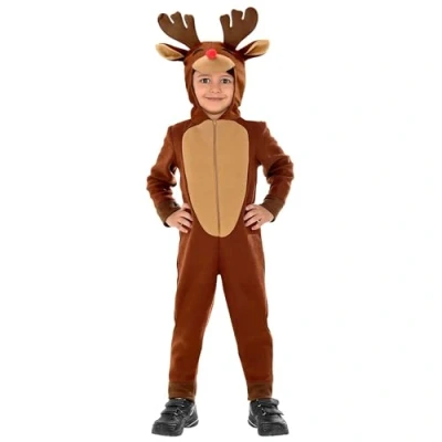 Afbeelding van Widmann Hert &amp; Rendier Rudolf Kostuum Hubert Huppel Kind Bruin Maat 104 Kerst Verkleedkleding