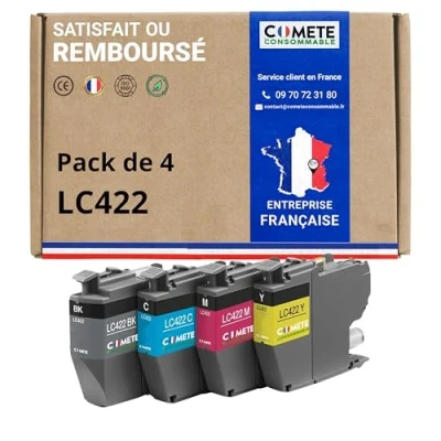 Image de COMETE LC422 4 Cartouches d&#039;encre Compatible avec Brother Noir/Couleur