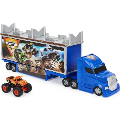 Afbeelding van Monster Jam 2 in 1 transformerende Hauler speelset met unieke metalen El Toro Loco monstertruck schaal van 1:64
