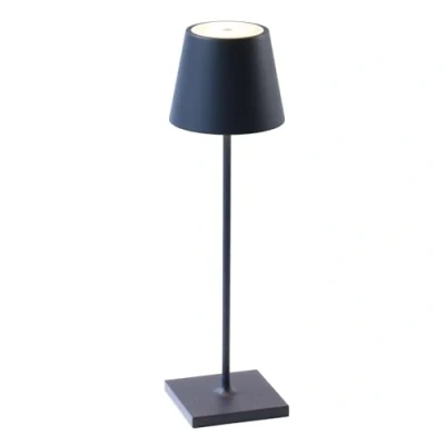 Afbeelding van Zafferano, Poldina Pro, Lampe de Table Rechargeable et Sans Fil avec Contrôle Tactile, Utilisable comme d&#039;Extérieur, Dimmer, 2200 3000 K, Hauteur 38 cm, Couleur Bleu Acier, Amazon Exclusive
