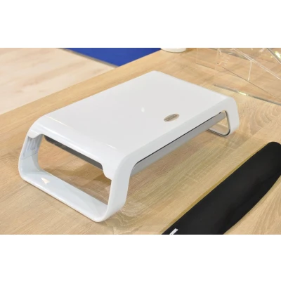 Afbeelding van DESQ® Monitorverhoger 2 Hoogte Standen Lade Wit Hoogglans