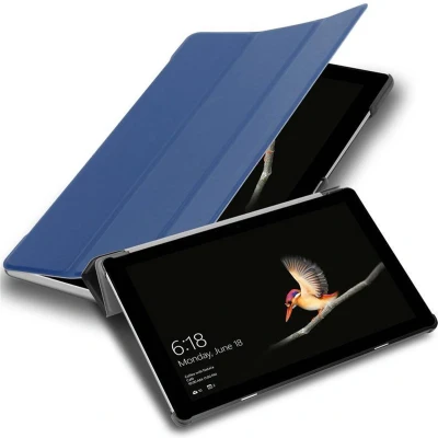 Afbeelding van Cadorabo Tablet Hoesje geschikt voor Microsoft Surface GO in JERSEY DONKER BLAUW Ultra dun beschermend geval ZONDER automatische Wake Up en Stand functie Book Case Cover Etui