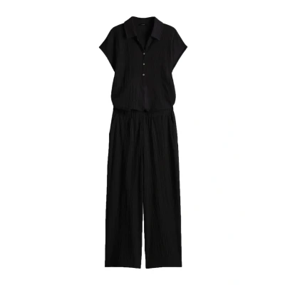 Afbeelding van OPUS MID RISE Cropped WIDE FIT Crash Optik Lockere Passform Vausschnitt Jumpsuit, Dames, Maat: 34, Black
