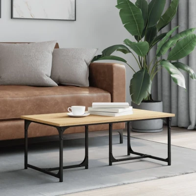 Afbeelding van Salontafel 90x50x35 cm bewerkt hout sonoma eikenkleurig
