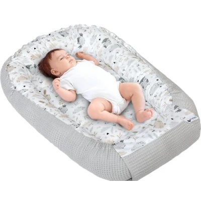 Image de Medi Partners Reducteur de Lit Bebe Réducteur Bébé 100x60x15cm Cocon et Naissance couffin Nid d&#039;ange 100% Coton Gaufre (Glade avec Grise)