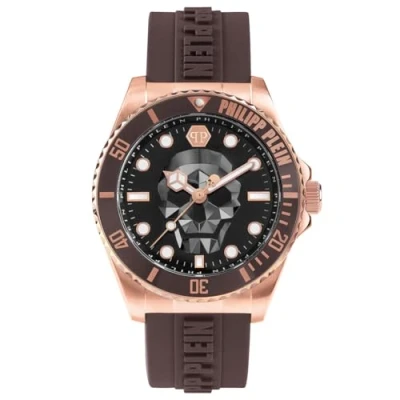 Afbeelding van Philipp Plein The $Kull Diver PWOAA0322 Horloge Siliconen Bruin Ø 44 mm