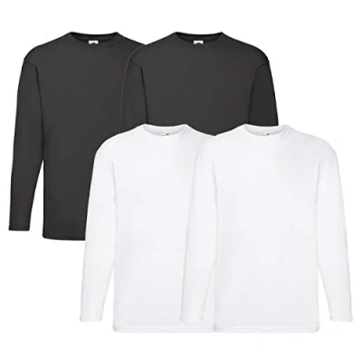 Afbeelding van Fruit of the Loom Set van 4 T shirts met lange mouwen, kleuren naar keuze