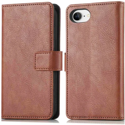 Afbeelding van imoshion Hoesje Geschikt voor iPhone 16e Luxe Bookcase Bruin