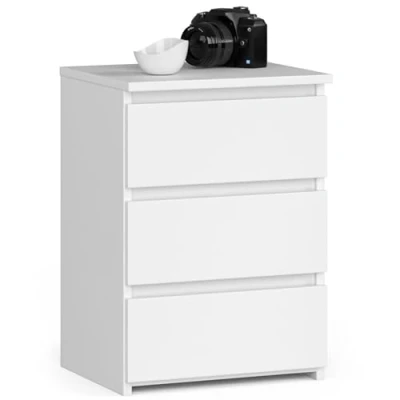 Afbeelding van AKORD CL 3 nachtkastje met laden voor woonkamer, slaapkamer, kantoor, modern functioneel design, 40 x 57 35 cm (b h d), gewicht 26 kg, wit
