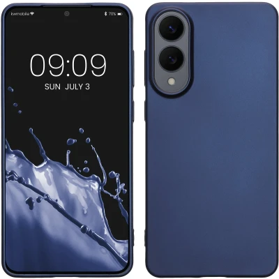 Afbeelding van kwmobile telefoonhoesje geschikt voor Samsung Galaxy S25 Edge Hoesje smartphone Back cover in metallic blauw