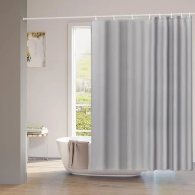 Afbeelding van WOLTU Douchegordijn, schimmelbestendig, waterdicht gordijn voor badkamer, badgordijn, 100% polyester, douchegordijn met oogjes, verzwaarde zoom, 240 x 200 cm, grijs