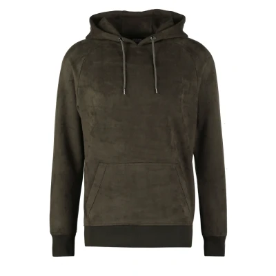 Afbeelding van Urban Classics Imitation Suede Hoody Heren Trui met capuchon olijf S