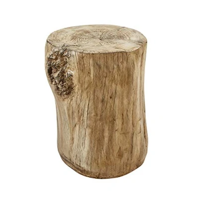Afbeelding van Ball &amp; Cast ronde kruk in de vorm van een kunstmatige boomstronk, bijzettafel beton, zitting kunsthout, voor binnen en buiten, natuurlijke tuin