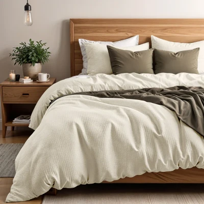 Afbeelding van Dekbedovertrek Waffel Primaviera Deluxe 1 persoons (140x200/220 + kussensloop), Kleur: Taupe Ga naar Dekbed Discounter.nl &amp; Profiteer Nu