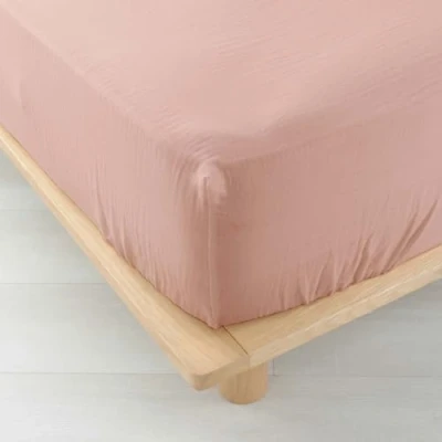 Afbeelding van douceur d&#039;intérieur, Hoeslaken, 140 x 190 cm, Angelia, roze, katoenen gaas