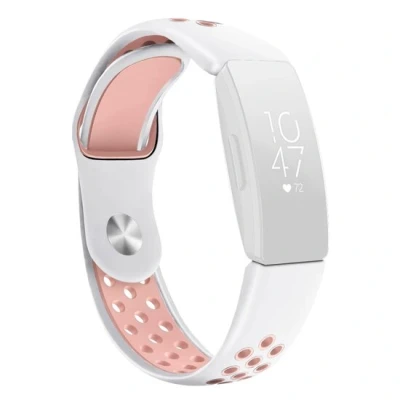 Afbeelding van Fitbit Inspire 1 / HR Ace 2 siliconen sportbandje Maat: Large Wit + Roze