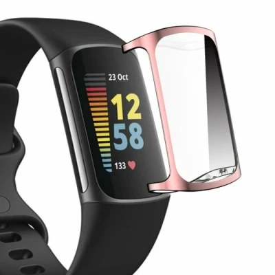 Afbeelding van Fitbit Charge 5 &amp; 6 TPU case (volledig beschermd) Roze