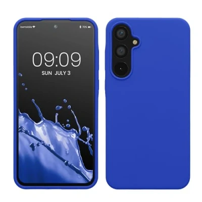 Afbeelding van kwmobile telefoonhoesje geschikt voor Samsung Galaxy A55 5G Hoesje met siliconen coating Smartphone case in Baltisch blauw