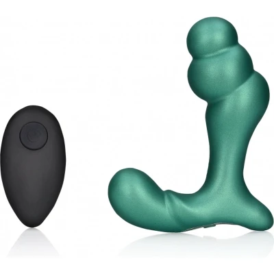 Afbeelding van Shots Ouch! OU906MGR Stacked Vibrating Prostate Massager with Remote Control Metallic Green