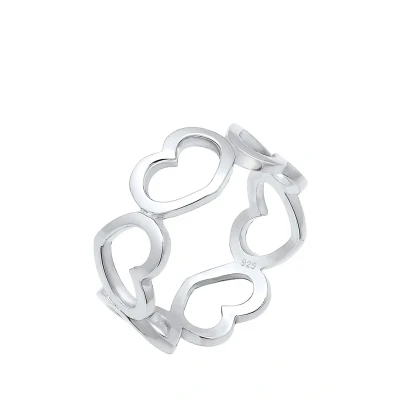 Afbeelding van Elli Heart Chain Ring, Dames, Maat: 54, Silber