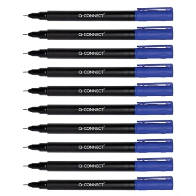 Afbeelding van Q Connect BD CD/DVD Marker, 10 stuks, dikte 0,4 mm, blauw, waterdicht, voor het beschrijven van glas, kunststof, metaal, porselein, folie, alcohol, niet giftig