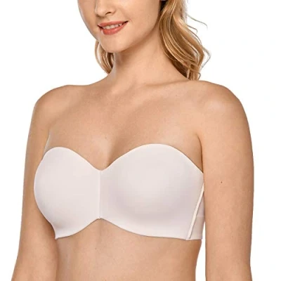 Afbeelding van DELIMIRA Dames strapless beha, ongevoerd, beugelband,, Roze Wit