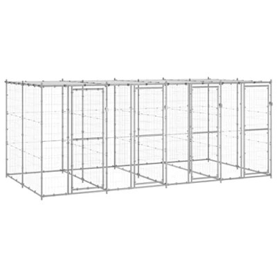 Afbeelding van vidaXL Hondenkennel met dak 9,68 m² gegalvaniseerd staal