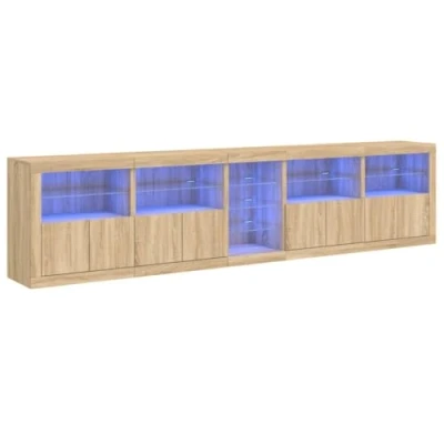 Afbeelding van vidaXL Dressoir met LED verlichting 283x37x67 cm sonoma eikenkleurig