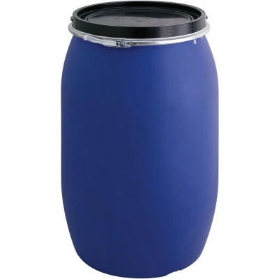 Afbeelding van Stapelbare afvalton met deksel 120 liter blauw