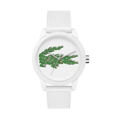 Afbeelding van Lacoste Analoog kwartshorloge voor heren met witte siliconen band 2011039, Wit., Riem