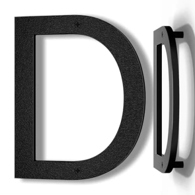 Afbeelding van Yafimea Zwart huisnummer, hoogte 20 cm, stevig ABS kunststof met 3D zwevend effect (letter D)