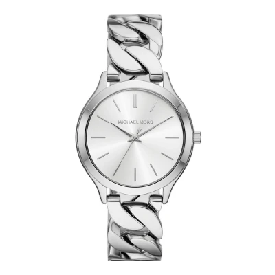 Afbeelding van Michael Kors SLIM Runway Watch Horloge silvercoloured, Dames, Maat: One Size, Silver/coloured